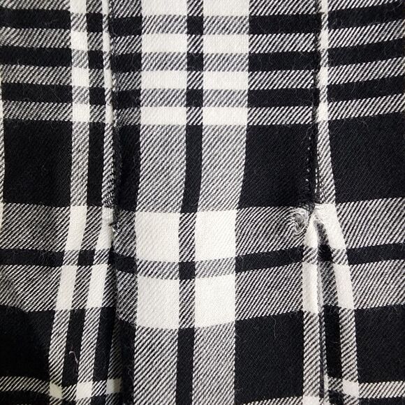 Talbots Women Top Medium Black White Plaid Popover Split Neck Long Sleeve Blouse - Picture 12 of 13